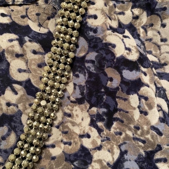 Juicy Couture sequin print long sleeve cutout top blue silver‎ size L - Picture 8 of 8